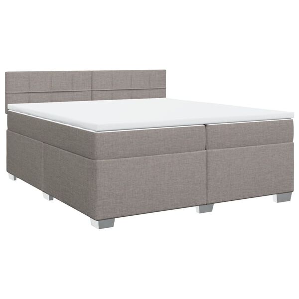vidaXL Box spring postelja z vzmetnico taupe 200x200 cm blago