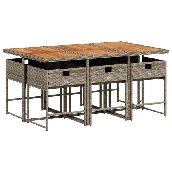 vidaXL Vrtna jedilna garnitura 7-delna z blazinami siv poli ratan