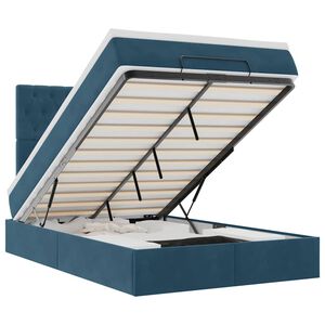 vidaXL Otomanski posteljni okvir z vzmetnicami moder 120x190cm žamet