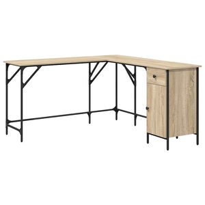 vidaXL Pisalna miza sonoma hrast 141x141x75 cm inženirski les