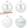 vidaXL Set božičnih kroglic XXL 4 kos Bela Premer 20 cm Plastika
