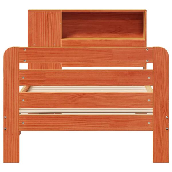 vidaXL Posteljni okvir brez vzmetnice vo&scaron;čeno rjav 75x190 cm borovina