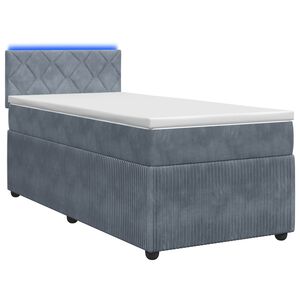 vidaXL Postelja boxspring z vzmetnico Temno siva 80 x 200 cm Žamet