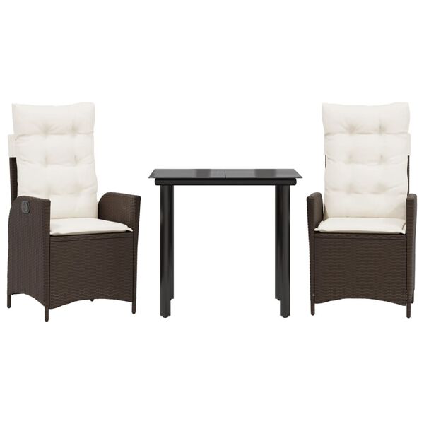 vidaXL Vrtna jedilna garnitura 9-delna z blazinami rjav poli ratan