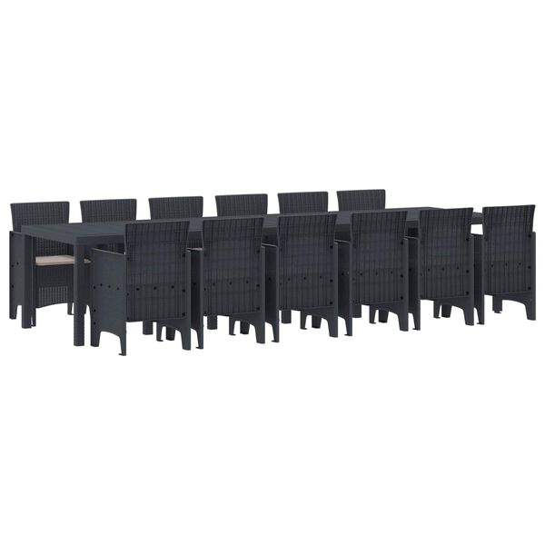 vidaXL Komplet za jedilnico v vrtu 13 pcs Antracit Polt rattan