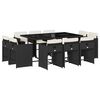 vidaXL Vrtna jedilna garnitura 11-delna z blazinami črna poli ratan
