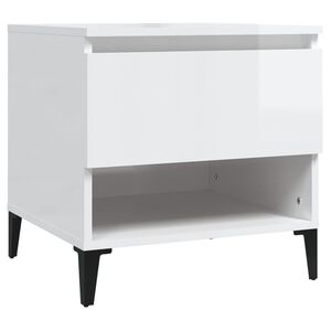 vidaXL Stranska mizica visok sijaj bela 50x46x50 cm inženirski les