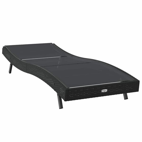 vidaXL Ležalnik 1-oseba Črna 70 x 197 x 82 cm Poli ratan in kovina