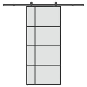 vidaXL Drsna vrata z opremo 90x205 cm ESG steklo in aluminij