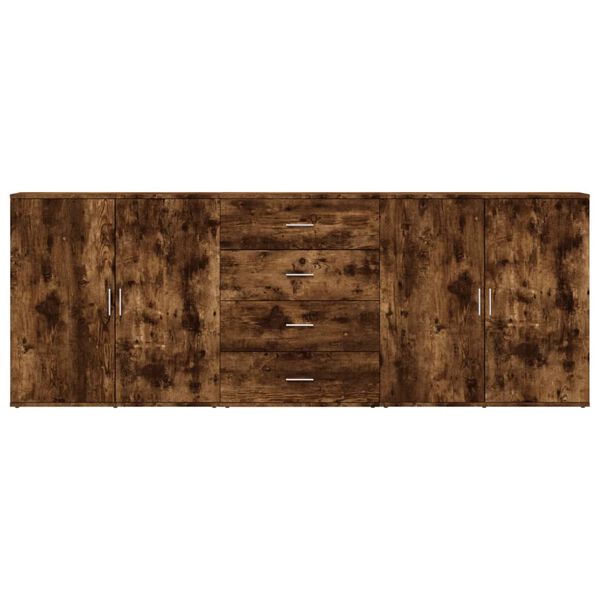 vidaXL Komoda 3 kosi dimljen hrast inženirski les