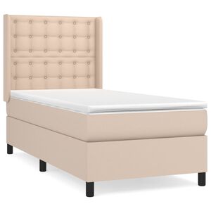vidaXL Box spring postelja z vzmetnico kapučino 80x200 cm umetno usnje