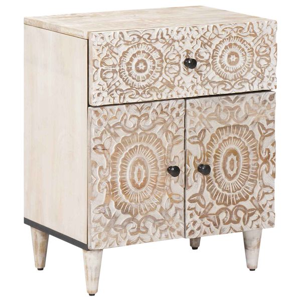 vidaXL Posteljna omarica Bela 50 x 33 x 60 cm Masiven les manga