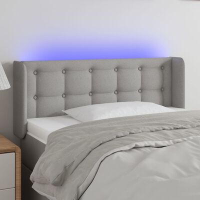 vidaXL LED posteljno vzglavje svetlo sivo 103x16x78/88 cm blago