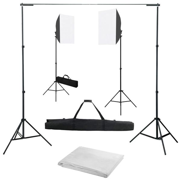 vidaXL Komplet za fotografski studio s softbox svetilkami in ozadjem