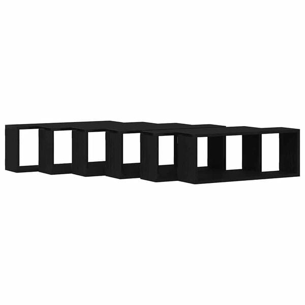 vidaXL Stenske police 6 pcs Črni hrast 60 x 15 x 23 cm Konstruiran les