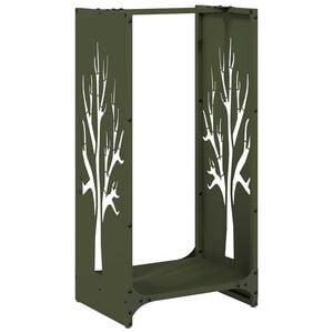 vidaXL Stojalo za drva olivno zelena 40x30x80 cm hladno valjano jeklo