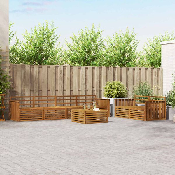 vidaXL Zunanja garnitura za sedenje 7 pcs Naravna Masiven les akacije