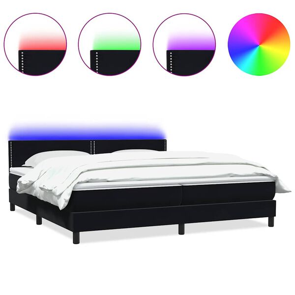 vidaXL Box spring postelja z vzmetnico LED črna 200x210 cm Velvet