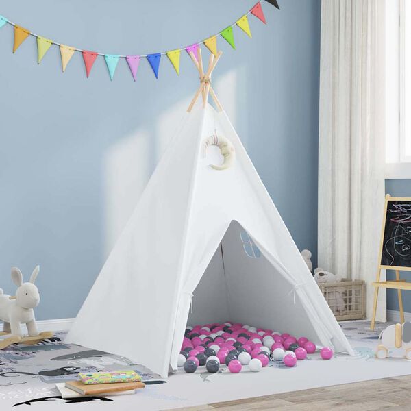 vidaXL Teepee šotor Bela 120 x 120 x 150 cm Tkanina in plastika