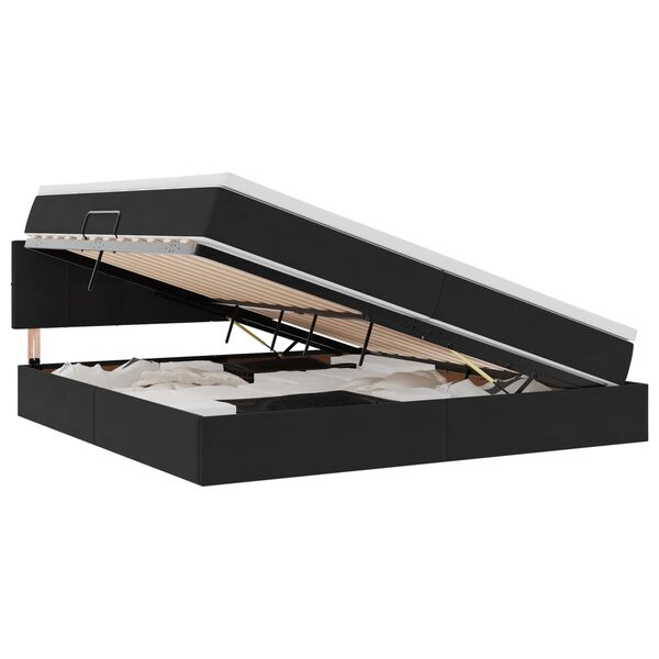 vidaXL Postelja s shranjevanjem z vzmetnico Črna 200 x 200 cm Žamet