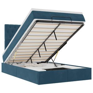 vidaXL Otomanski posteljni okvir z vzmetnicami moder 120x200cm žamet