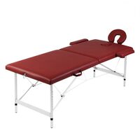 vidaXL Zložljiva masažna miza 2-conska aluminijast okvir rdeča