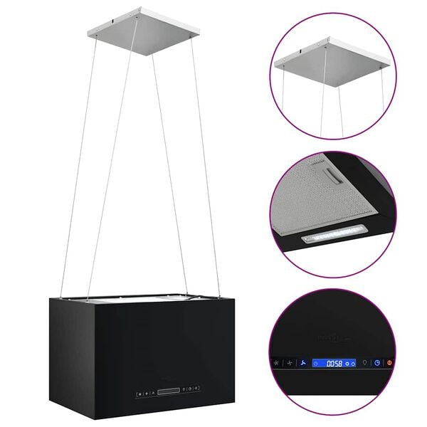 vidaXL Viseča kuhinjska napa s senzorjem na dotik LCD 55 cm jeklo