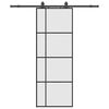 vidaXL Drsna vrata z opremo črna 76x205 cm ESG steklo