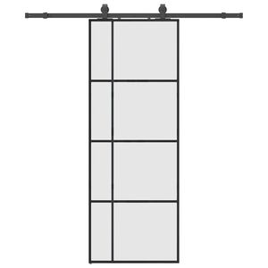 vidaXL Drsna vrata z opremo črna 76x205 cm ESG steklo