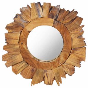 vidaXL Stensko ogledalo 40 cm iz tikovine okroglo