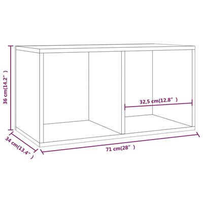vidaXL Škatla za shranjevanje plošč visok sijaj siva 71x34x36 cm les