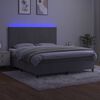 vidaXL Box spring postelja z vzmetnico LED svetlo siva 180x200cm žamet