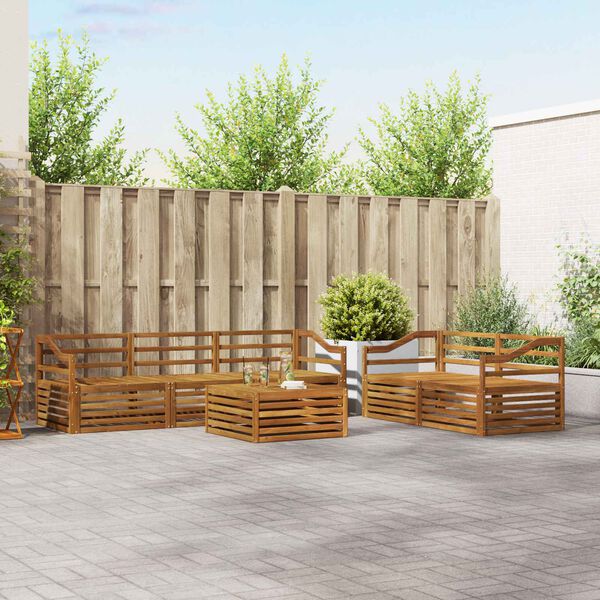 vidaXL Zunanja garnitura za sedenje 6 pcs Naravna