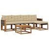vidaXL Zunanja garnitura za sedenje z blazino 6 pcs Naravna in bež