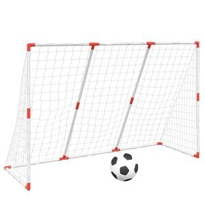 vidaXL Otro&scaron;ki nogometni gol z žogo 2 v 1 bela 184x64x124 cm