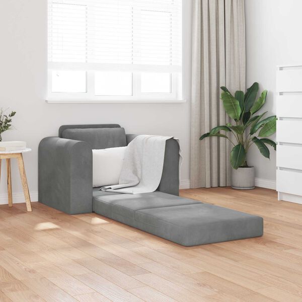 vidaXL Sofa postelja Temno siva 98 x 71 x 83 cm Žamet