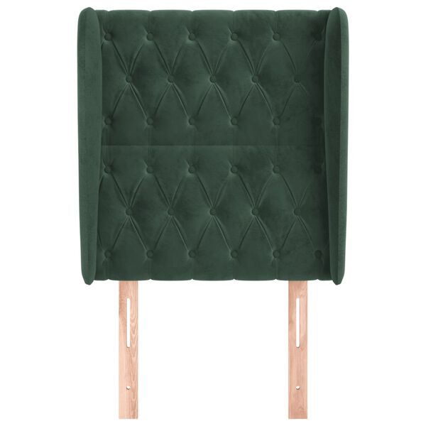 vidaXL Vzglavje z ušesi temno zeleno 83x23x118/128 cm žamet