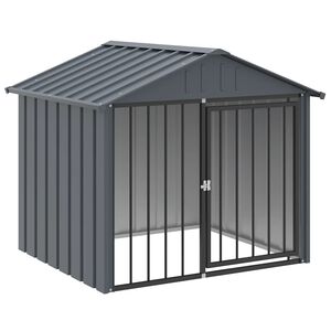 vidaXL Pasja uta s streho črna 117x103x102 cm pocinkano jeklo