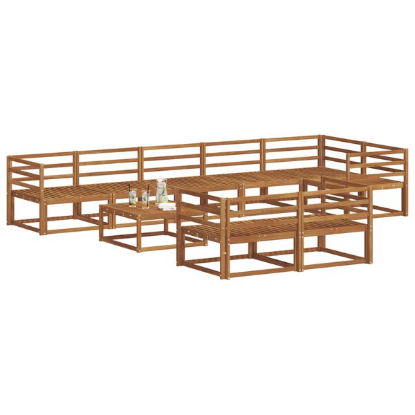 vidaXL Zunanja garnitura za sedenje 9 pcs Naravna Masiven les akacije