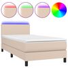 vidaXL Box spring postelja z vzmetnico LED kapučino 90x200 cm