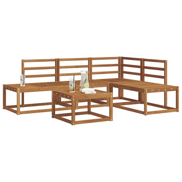 vidaXL Zunanja garnitura za sedenje 5 Kos Naravna Masiven les akacije