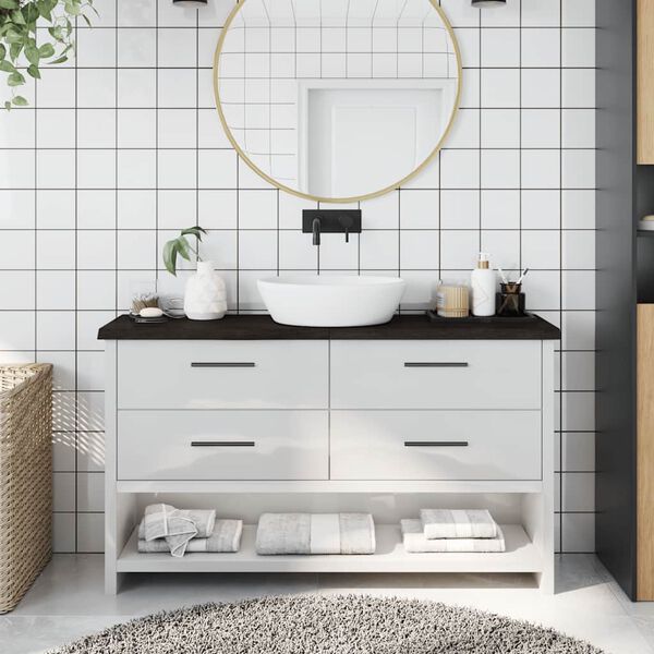 vidaXL Kopalni&scaron;ki pult temno rjav 120x30x(2-4) cm obdelan trden les