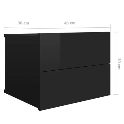 vidaXL Nočne omarice 2 kosa visok sijaj črne 40x30x30 cm iverna plošča