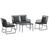 vidaXL Set vrtn furniture z blazino 4 pcs Črna in anthracit poli ratan