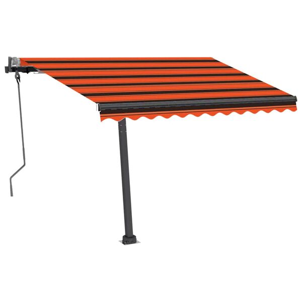 vidaXL Ročno zložljiva tenda z LED lučkami 300x250 cm oranžna in rjava