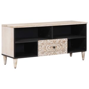 vidaXL TV omarica Bela 100 x 33,5 x 46 cm Masiven les manga