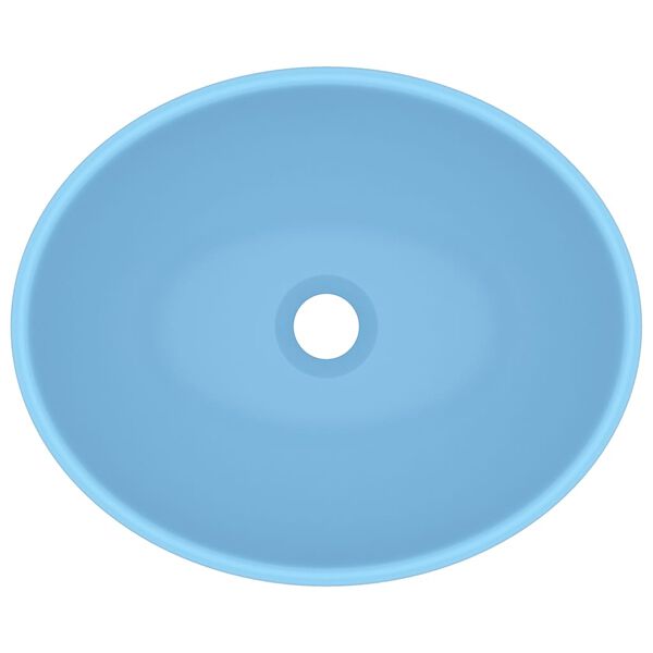 vidaXL Razkošen umivalnik ovalen mat svetlo moder 40x33 cm keramičen