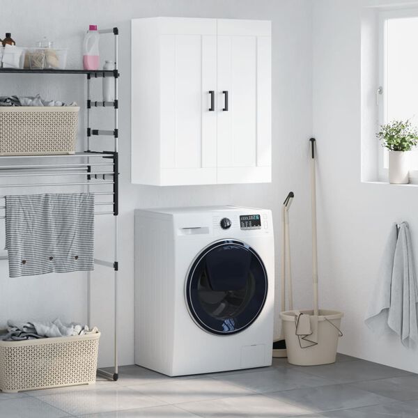 vidaXL Stenska omarica bela 69,5x34x90 cm inženirski les