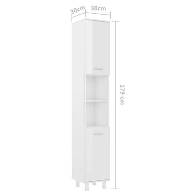 vidaXL Kopalniška omarica visok sijaj bela 30x30x179 cm iverna plošča