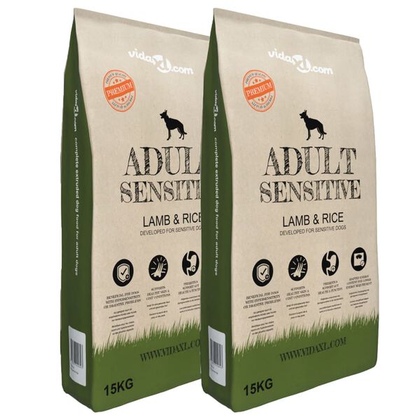 vidaXL Suha hrana za pse Adult Sensitive Lamb & Rice 2 kosa 30 kg